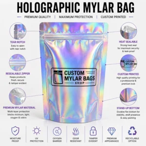 Custom Holographic Mylar Bag